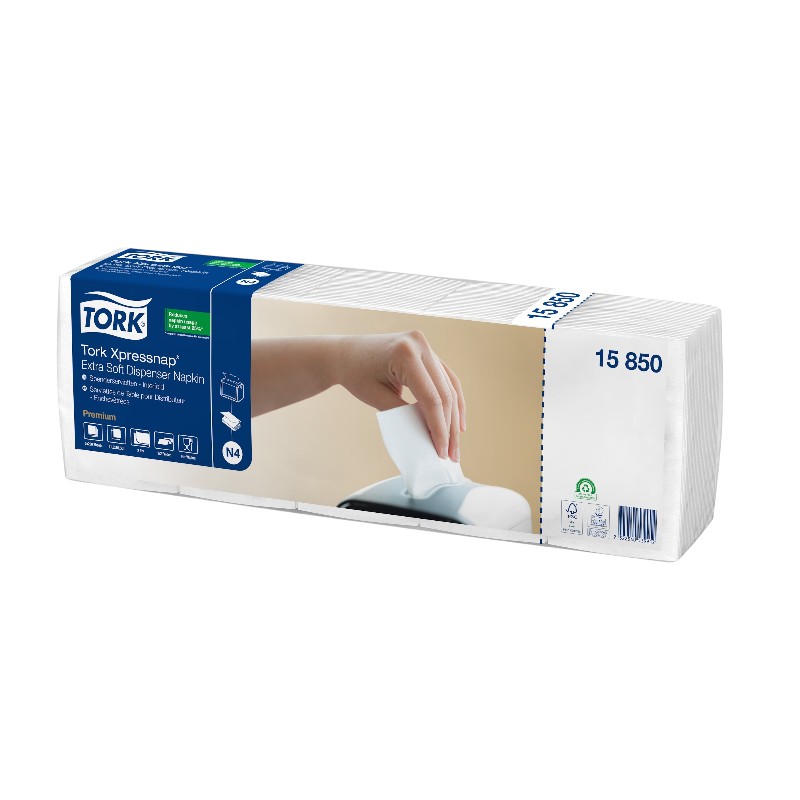 15840 - Tork Xpressnap® Interlocking Servetten - 2-laags - Extra zacht gerecycled wit - 1/4 vouw - 21,3 x 16,5 cm - N4 - Pak van 8 x 1000 vellen